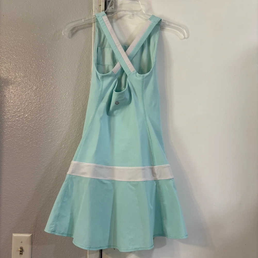 Lululemon Hot Hitter Dress Aquamarine Mint Tennis Active Criss Cross Back XS 0 - Picture 4 of 10